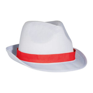 Pălărie albă cu bandă colorată